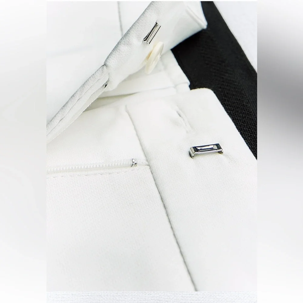 Zara white jogger waist pants with black elastic band - Picture 5 of 16